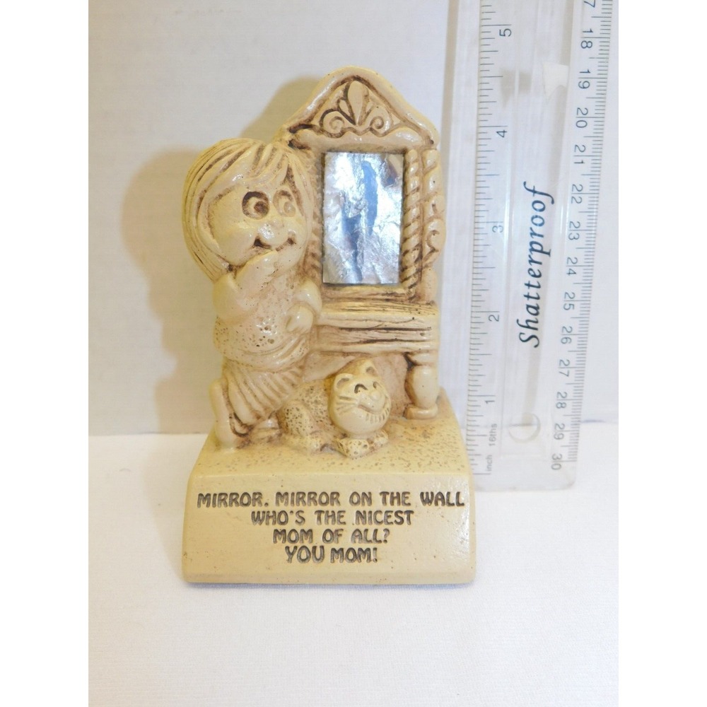 VTG PAULA 1972 Mirror On The Wall Who's Nicest Of All, YOU MOM! Wood Figure W312
